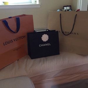 Chanel Burberry Louis Vuitton shopping bag